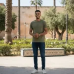 Portrait d'Omar Tazi, un étudiant qui témoigne de la fiabilité du Forfait Essentiel, l'abonnement IPTV pas cher idéal pour un budget étudiant au Maroc.