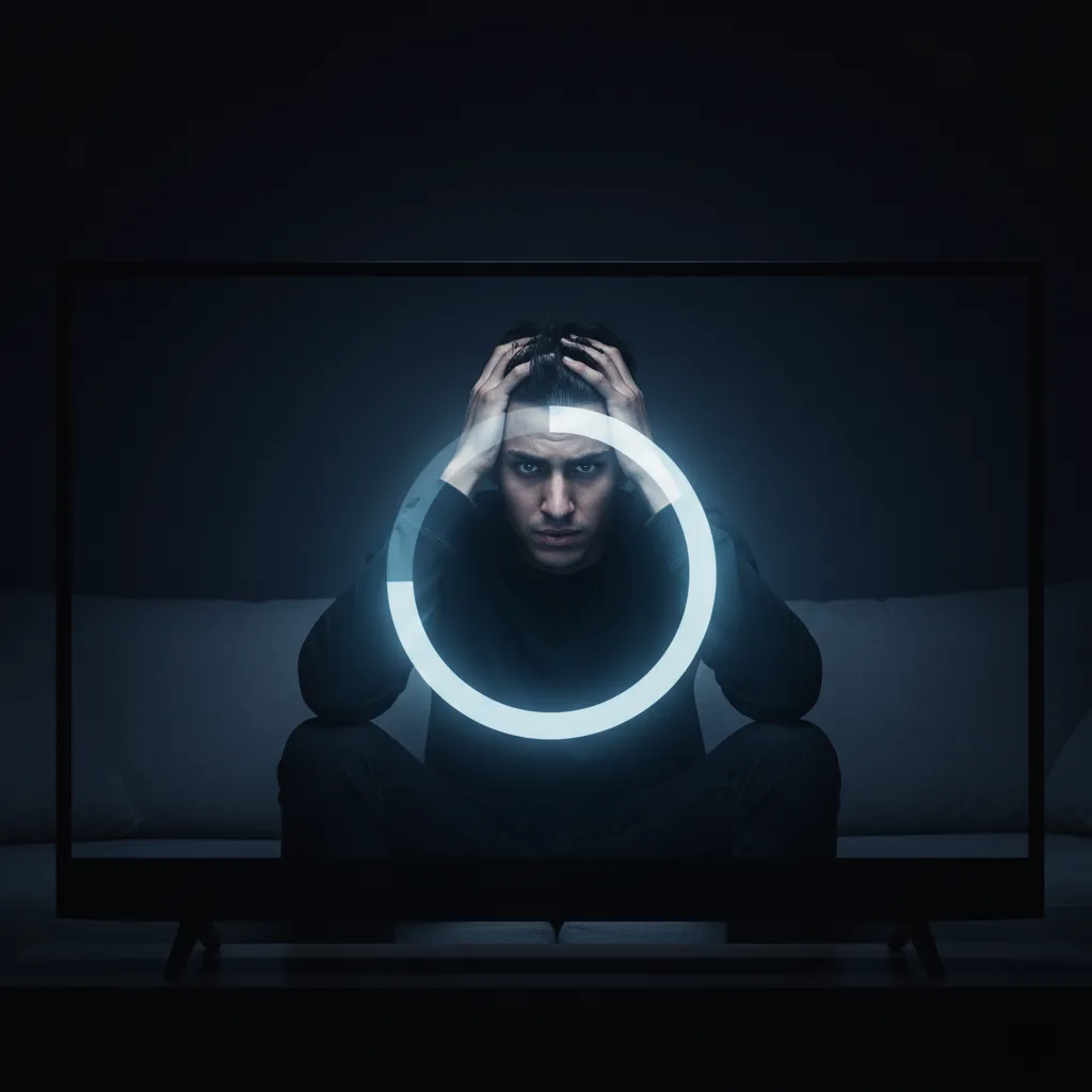 Image symbolisant la frustration du buffering IPTV au Maroc, le problème qui a inspiré la création de Visiona.ma comme solution fiable.