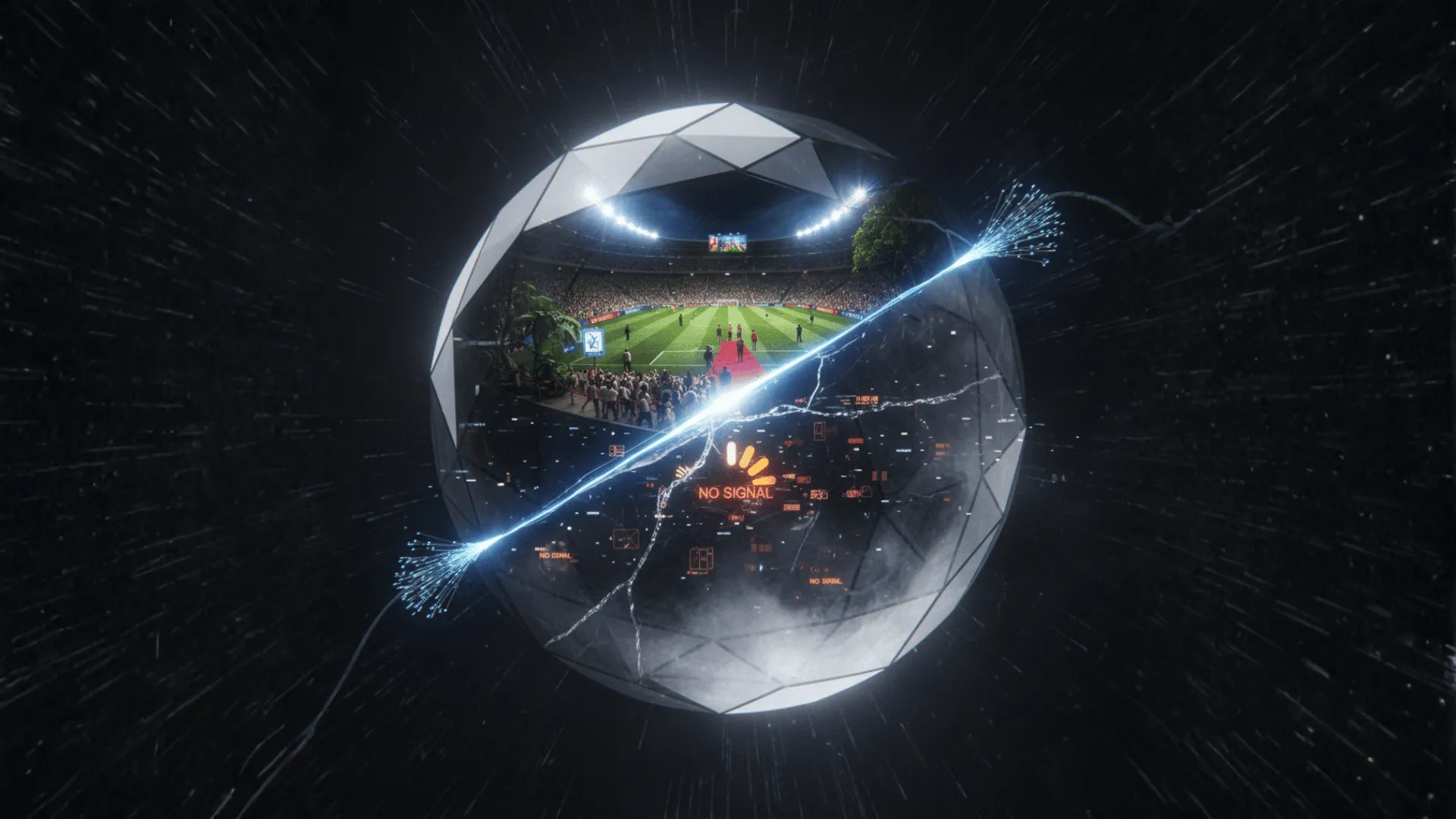 Concept visuel expliquant c'est quoi l'iptv, avec une personne qui contrôle des flux de divertissement holographiques.