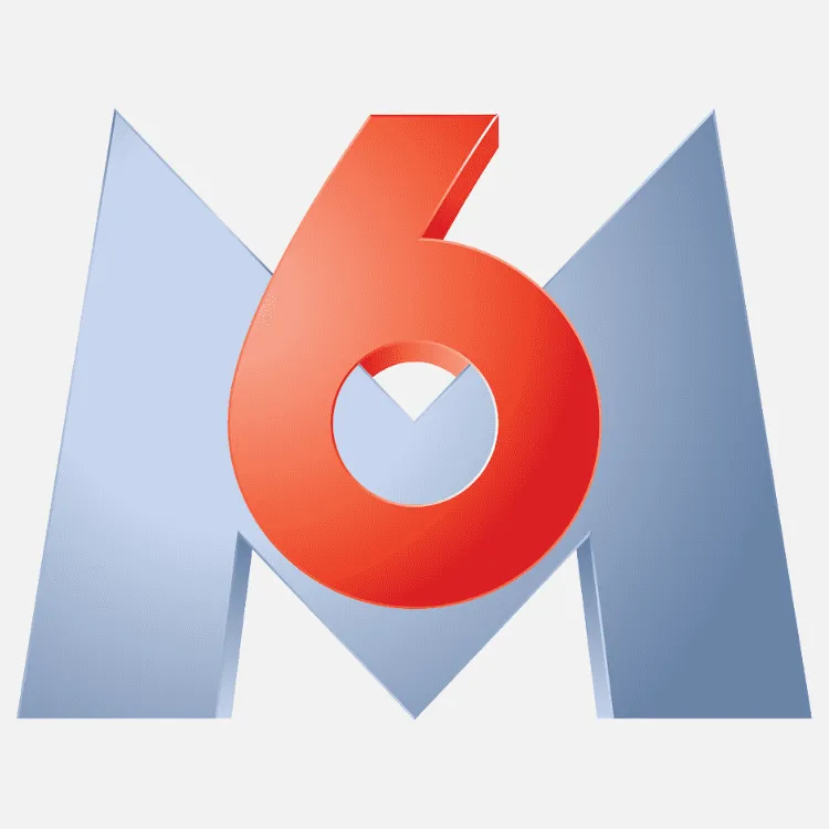 Logo de la chaîne française M6, accessible via l'abonnement IPTV de Visiona.ma.