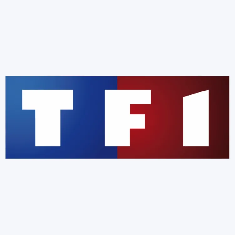 Logo de la chaîne française TF1, disponible en direct sur le service IPTV de Visiona.ma.