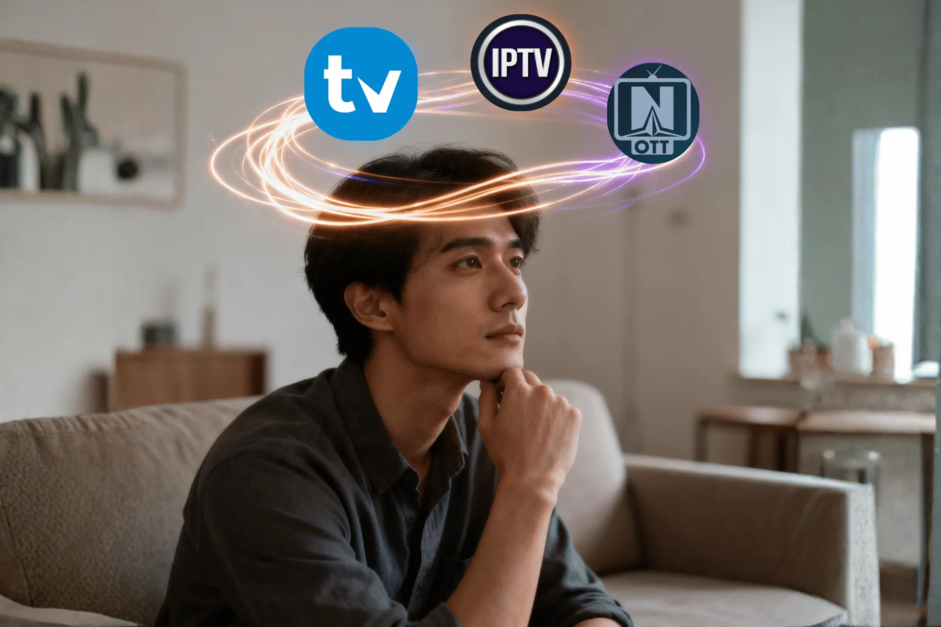 Personne comparant une **alternative iptv smarters pro** : TiviMate, GSE et OTT Navigator.