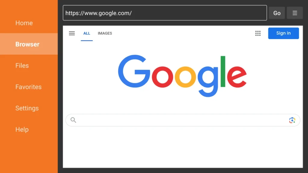 Utiliser l'onglet Browser de Downloader pour installer IPTV Firestick avec une URL manuelle.